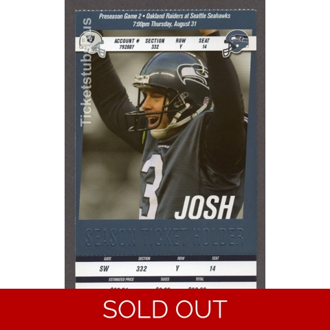 2006 NFL Seattle SEAHAWKS vs Oakland RAIDERS 8/31 Full Ticket JOSH BROWN
